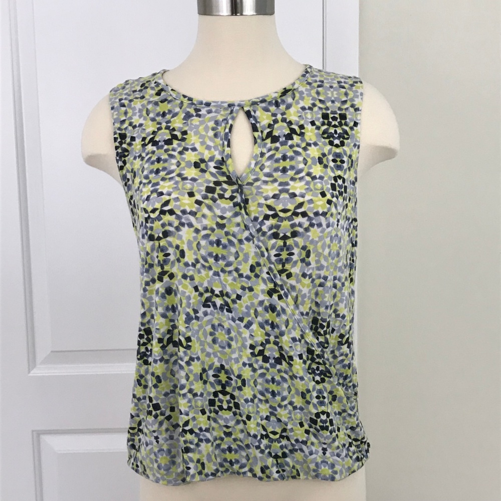 CAbi Multicolor Soft Keyhole Sleeveless Top S